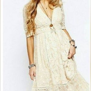 Free People Midi Cream lace dress
